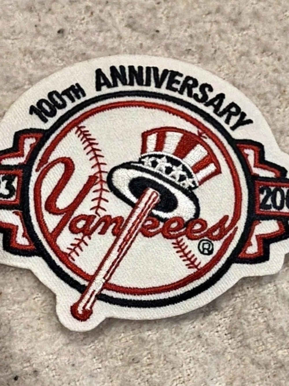 100th Anniversary 1903–2003 Yankees emblem patch Embroidered